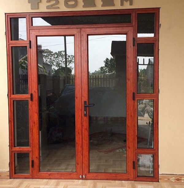 cửa nhôm xing fa vân gỗ đẹp 1