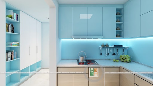 kính ốp bếp màu xanh kim sa kính ốp bếp màu xanh kim sa